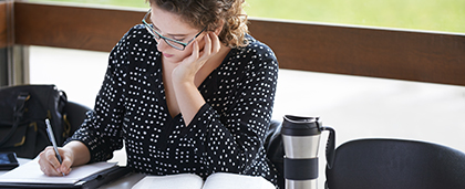 woman studying